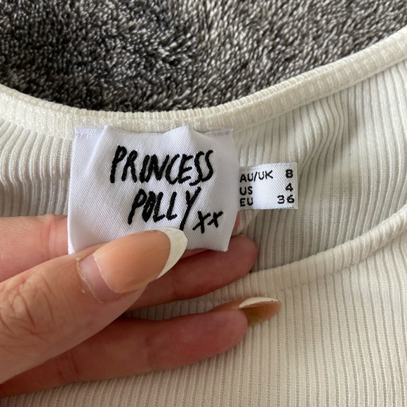 princess polly off white ribbed knit cropped tee - Picture 3 of 3